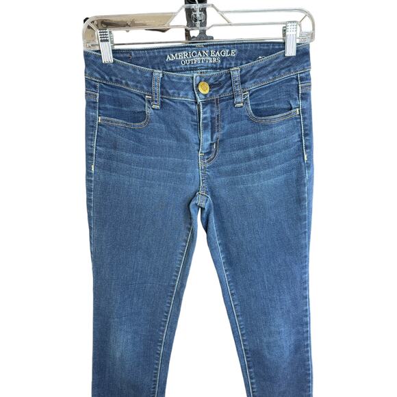 American Eagle Blue Denim Jeggings Womens 2 Skinny Leg Stretch - Picture 3 of 12